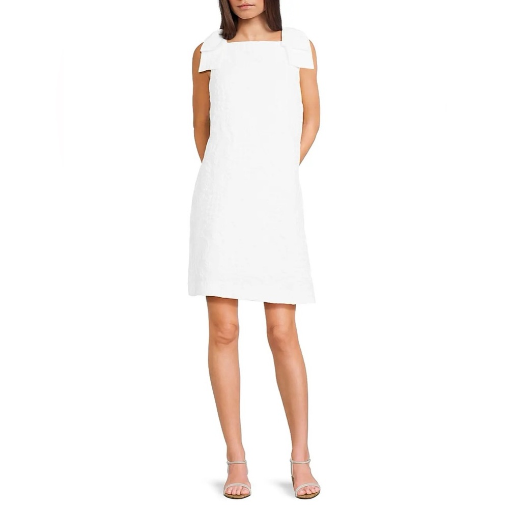 Lilly Pulitzer gorgeous white jacquard Carmine shift dress with bows